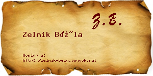 Zelnik Béla névjegykártya